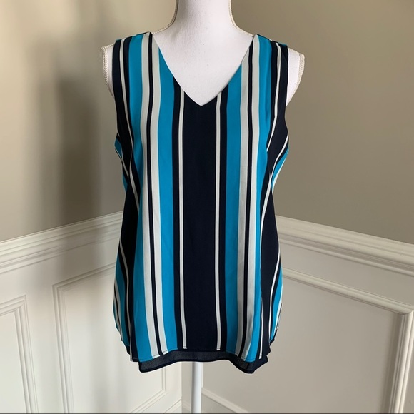 NWOT Ann Taylor V Neck Striped Shell Top Size Small - Picture 1 of 6